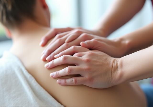 Hands performing professional massage therapy
